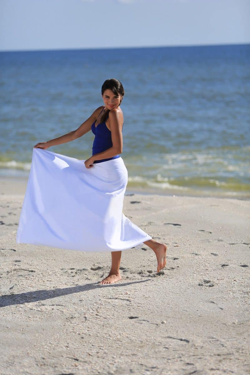 Diamond Collection White Beach Towel (Screen Print) - 2