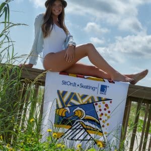 Diamond Collection White Beach Towel (Screen Print)